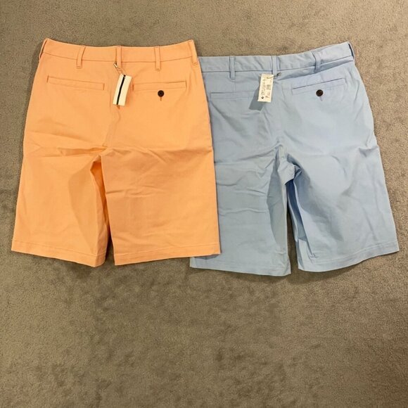 NEW Lands' End Men's 30 11" Inseam  Chino Shorts 2-Pack Orange & Soft Blue - Picture 2 of 8